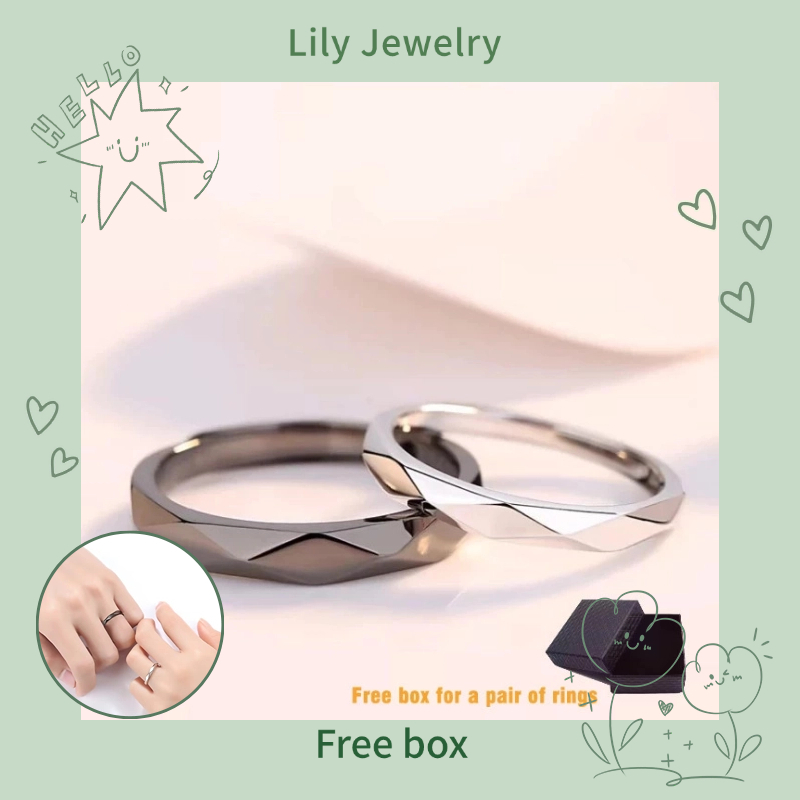 แหวนเงิน S925 ประดับเพชร ปรับได้ สีดํา สีขาว ของขวัญวันวาเลนไทน์ สําหรับผู้ชาย และผู้หญิง