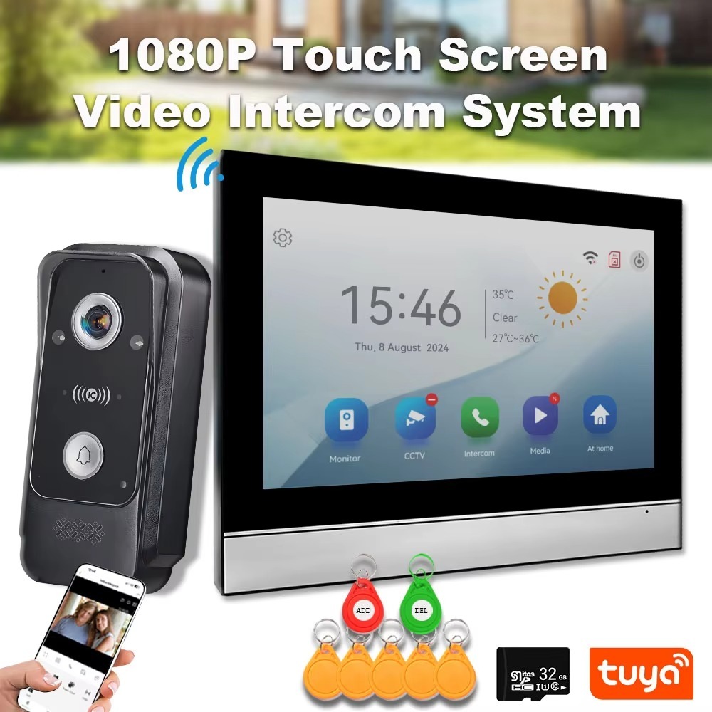 ANJIELO กล้องประตูอัจฉริยะระบบ Wifi Tuya  ระบบอินเตอร์คอมวิดีโอ 1080P  พร้อมระบบแจ้งเตือน CCTV  ฟังก์ชั่นปลดล็อคด้วย RFID