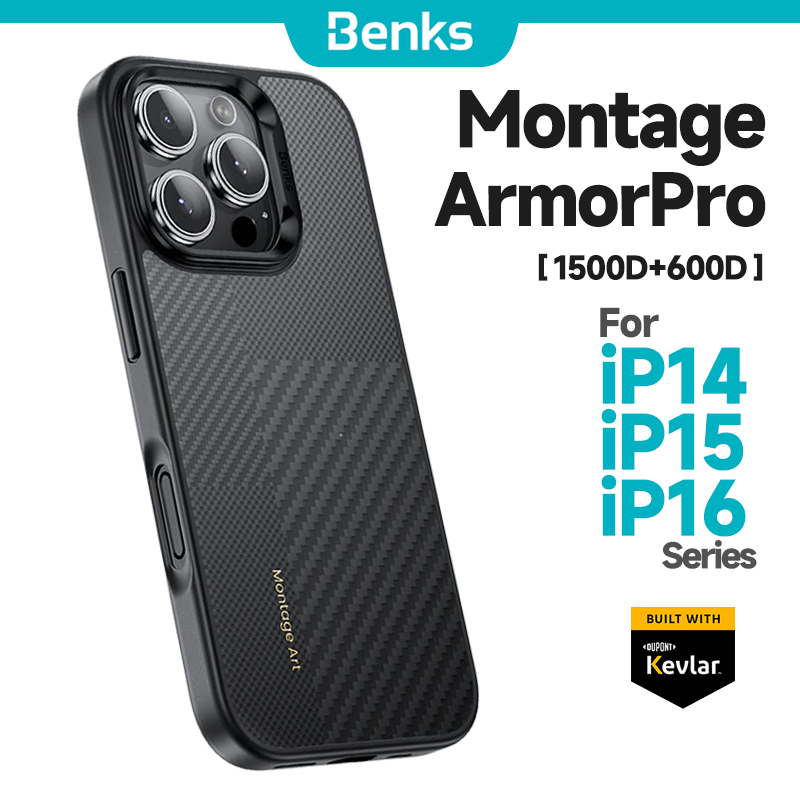 [Benks Official] Benks Magnetic Montage ArmorPro Case Built with Kevlar Fiber for IPhone 16 17 Pro Max TPU รวมทุกอย่าง Thin Drop Shock Protection Protective Cover