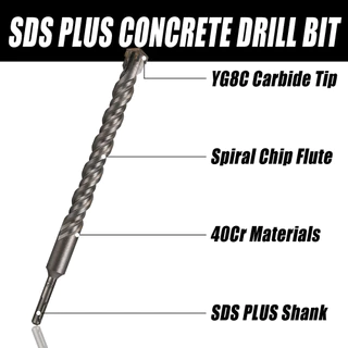 1 PC คอนกรีต SDS Plus 6-28 มม.บิต Cross หัวตัดคู่ auger ค้อน 310 มม.อิฐบล็อกค้อนไฟฟ้าอิฐบิต