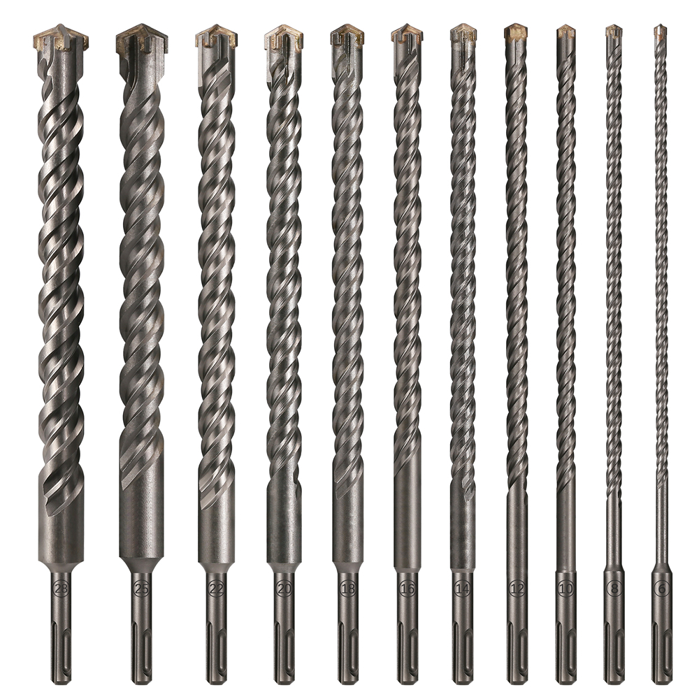 1 PC คอนกรีต SDS Plus 6-28 มม.บิต Cross หัวตัดคู่ auger ค้อน 310 มม.อิฐบล็อกค้อนไฟฟ้าอิฐบิต