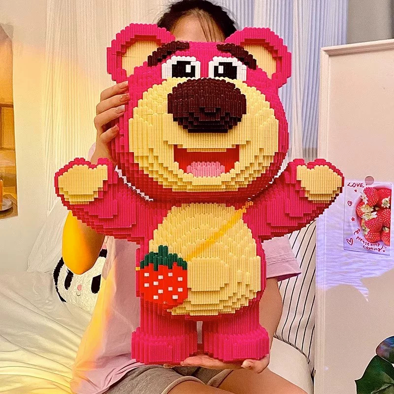 บล็อกตัวต่อเลโก้ ขนาดใหญ่ รูปการ์ตูนหมีน่ารัก ของเล่นเสริมการเรียนรู้สำหรับเด็ก สร้างสรรค์สนุกไม่รู้จบ แถมฟรี! ค้อนสำหรับต่อบล็อก