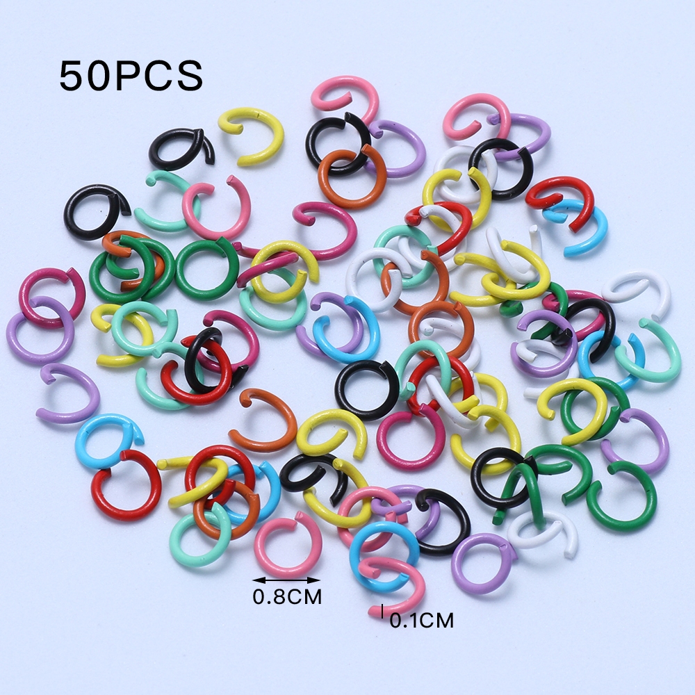 50 ชิ้น Link Circle DIY เปิดแหวนแหวนเชื่อมต่อสีเหล็กเครื่องประดับทํา
