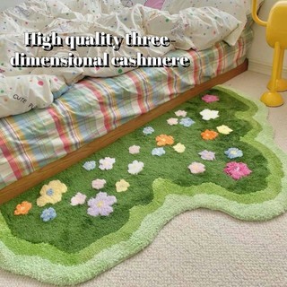 Long mat,Three-dimensional cashmere,Fresh green grass and flower pattern.Size 40*60cm - 75*150cm. Soft, comfortable and highly absorbent.carpet living room,carpet for bedroom,room carpet