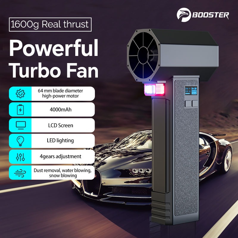Booster 1.4 กก. Thrust Violent Jet Fan แบบพกพา 64 มม.มอเตอร์ไร้แปรง Turbo Fan รถ 4 ความเร็วเครื่องเป่า Air Blower สําหรับทําความสะอาดบ้าน/แห้ง/แคมป์ปิ้ง