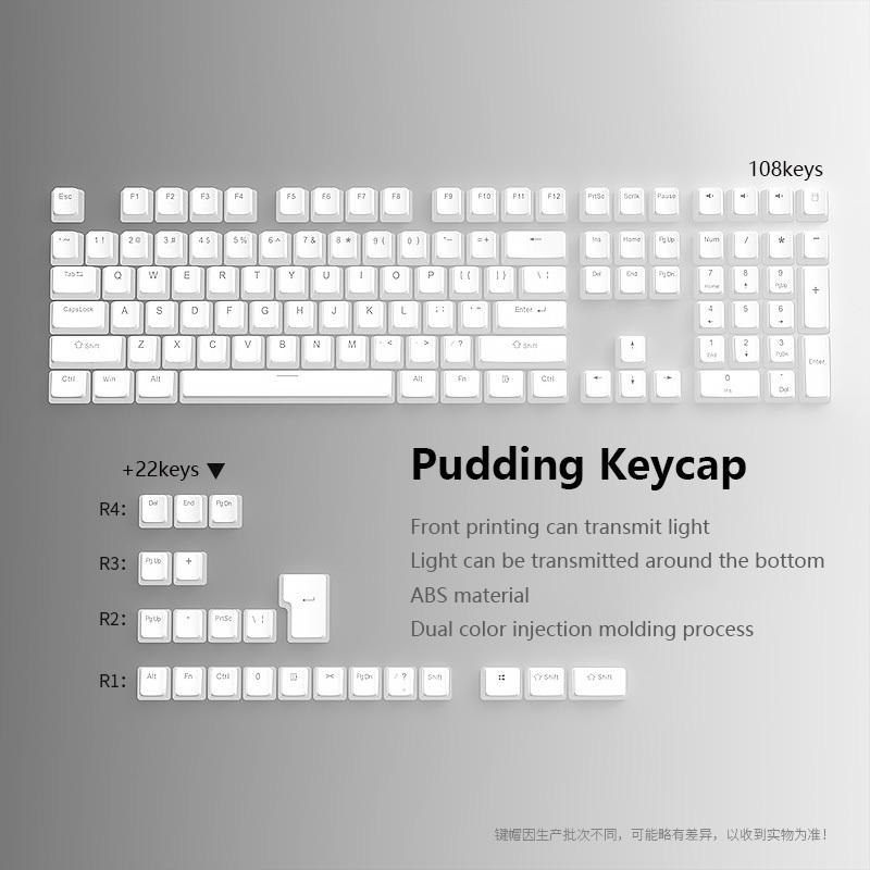 -LW- สีทึบพุดดิ้ง Keycap 130keys ที่กําหนดเองคีย์บอร์ด ABS Keycap OEM โปรไฟล์ด้านล่างโปร่งใสหมวก JSY