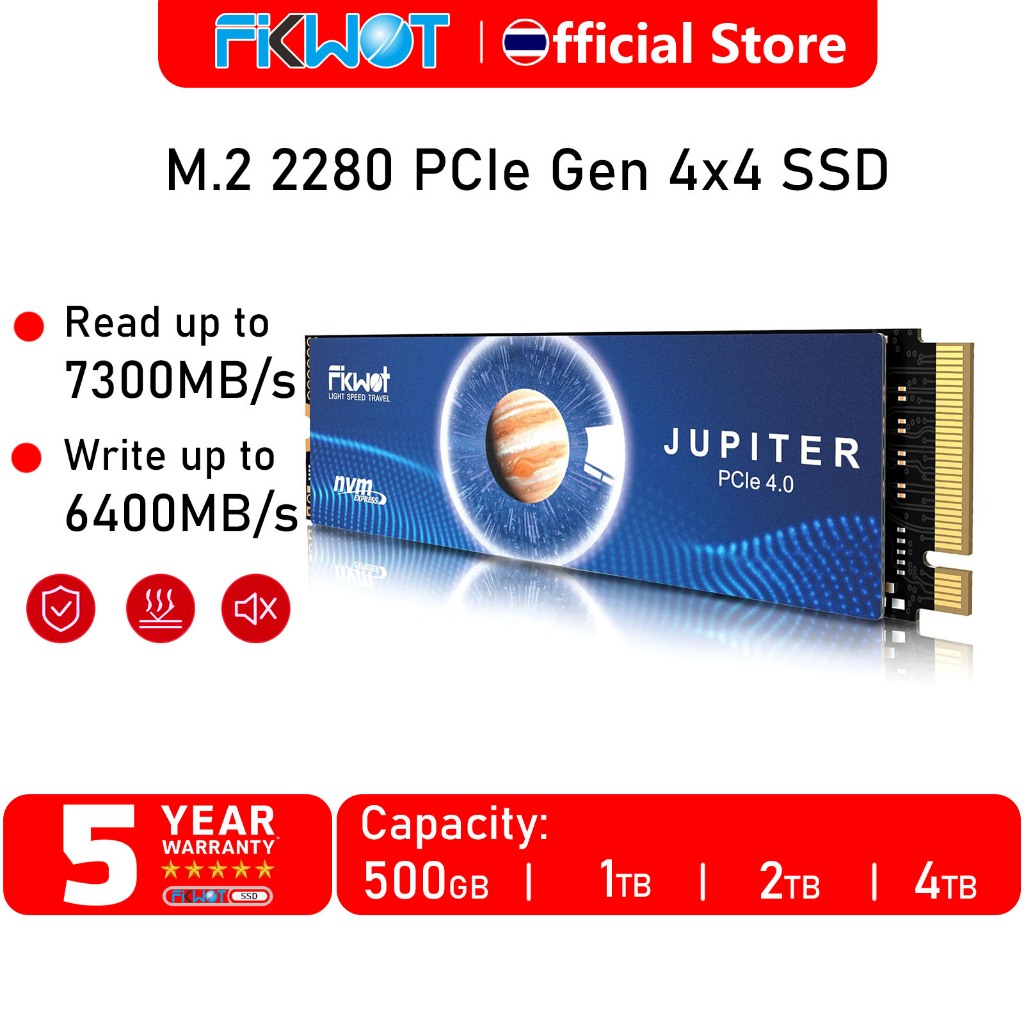 Fikwot FX991 M.2 SSD NVMe SSD M2 2280 PCIe Gen 4x4, อ่านสูงสุด 7300MB/s, ไดรฟ์ Solid State ภายในสําห