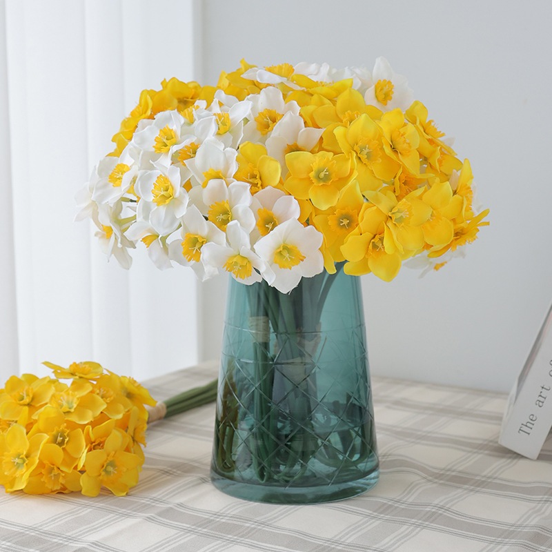 6 ชิ้น/เซ็ตประดิษฐ์ Narcissus ช่อดอกไม้สําหรับตกแต่งบ้านช่อดอกไม้งานแต่งงานสําหรับเจ้าสาว Photo Props ราคา ถูกที่สุด ดีลบีเคเค แกลเลอรีภาพที่ 3