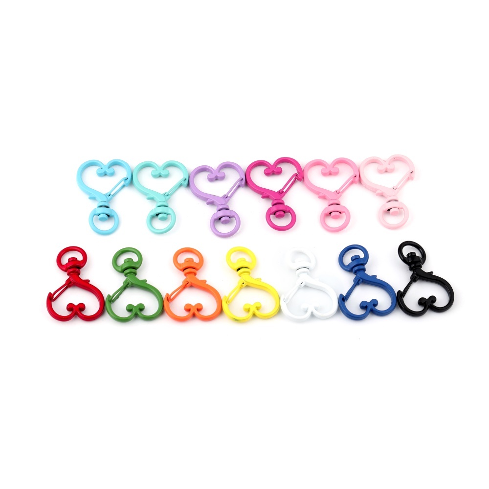 St.kunkka 5Pcs 34mmสีลูกกวาดรูปหัวใจตะขอก้ามปูตะขอสปริงตะขอสำคัญ เครื่องประดับ DIY สร้อยคอและสร้อยข้อมือ