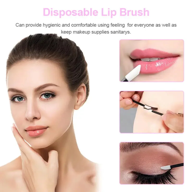 Paeclarus Lip Brush 50 PCS ลิปสติก Wands Applicator ทิ้ง Lash แปรงสําหรับมาสคาร่าแปรงแต่งหน้าเครื่องสําอางแบบพกพาความงามแต่งหน้าเครื่องมือ - รูปที่ 5