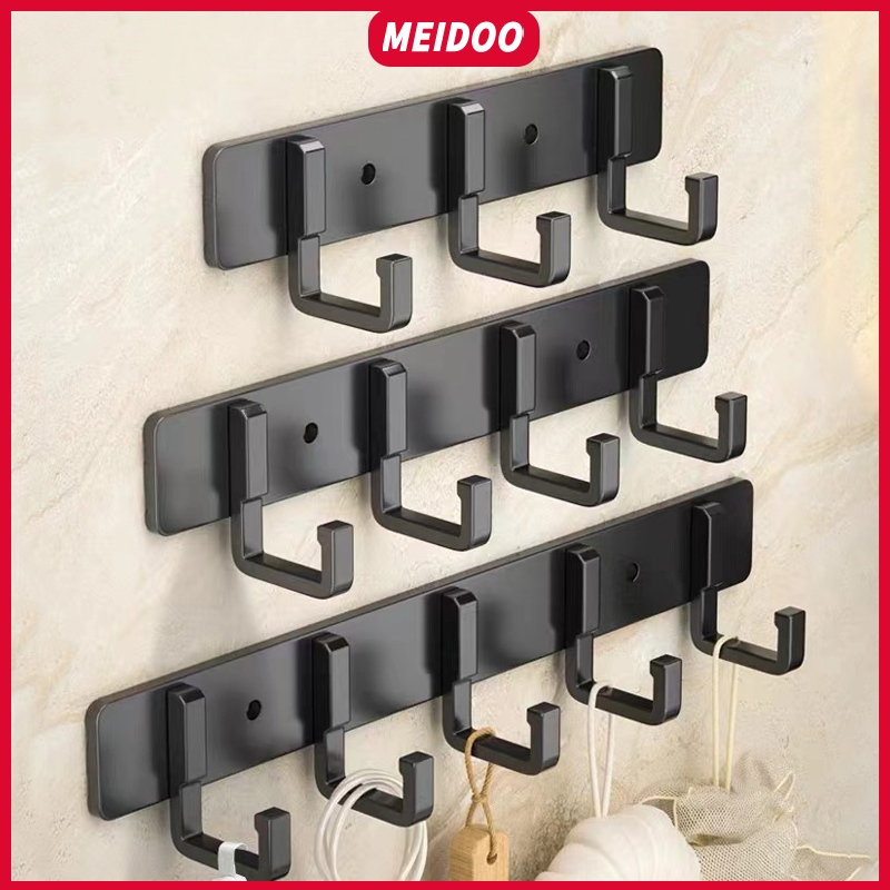 MEIDOO ตะขอแขวนเสื้อผ้า อลูมิเนียม รูปตัว L 3-8 ตะขอ กันน้ํา ไม่เป็นสนิม สีดํา สีเทา