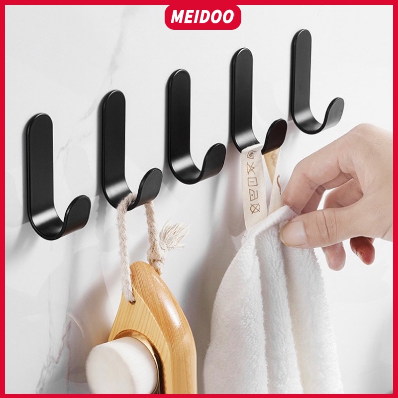 MEIDOO ตะขอโลหะ สีดํา สติกเกอร์ติดผนัง ตะขอกุญแจห้องน้ํา กันน้ํา และทนทาน