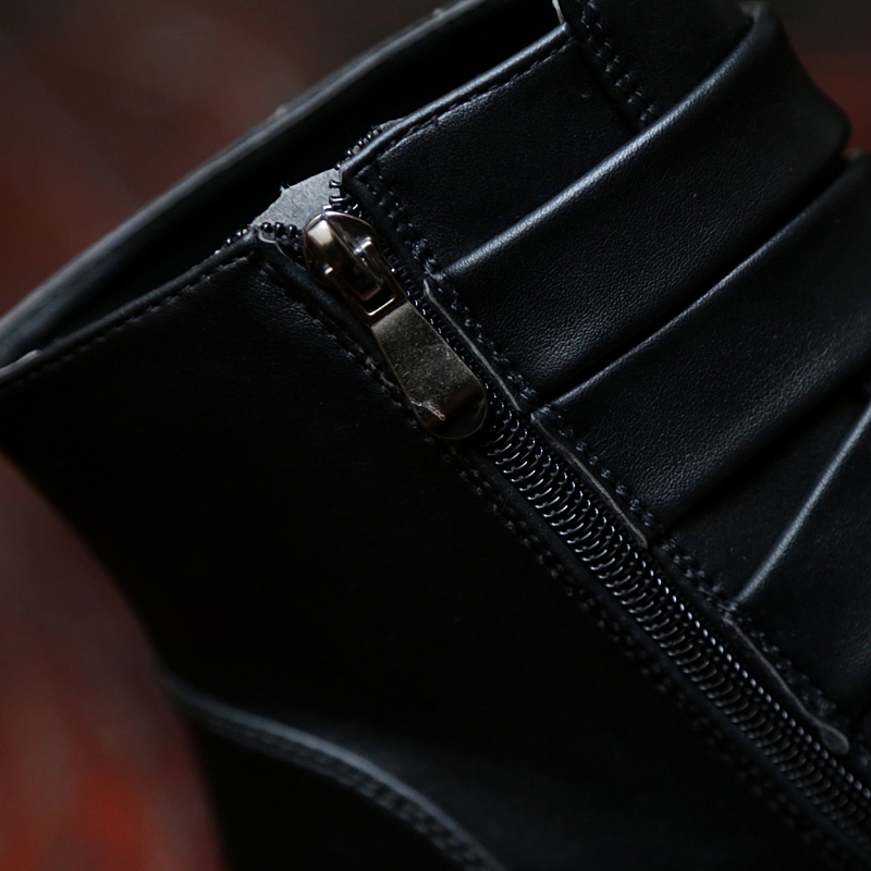 รองเท้าบูทกีฬาหุ้มข้อสไตล์เรโทร สวมใส่สบาย รองเท้าหนังทรงคัชชูแบบมีซิป สําหรับผู้ชาย 028 - รูปที่ 4