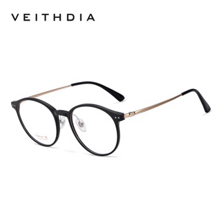 Veithdia รอบเท้าไทเทเนียมบริสุทธิ์ย้อนยุคกรอบแว่นตาแบนสําหรั…