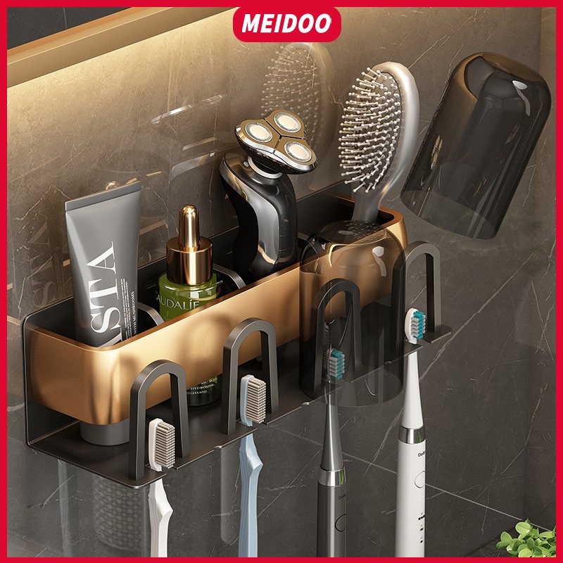 MEIDOO ที่วางแปรงสีฟัน อลูมิเนียม ผิวด้าน สีดํา ทอง 3 เมตร อุปกรณ์เสริมห้องน้ํา