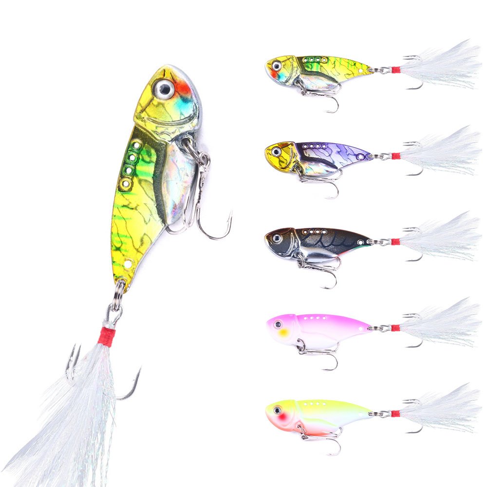 1pc ตกปลา Lure ช้อนสําหรับ Pike 5.5 ซม.11g 5 สี Treble Hook Spoobait โลหะ Hard เหยื่อ Vib