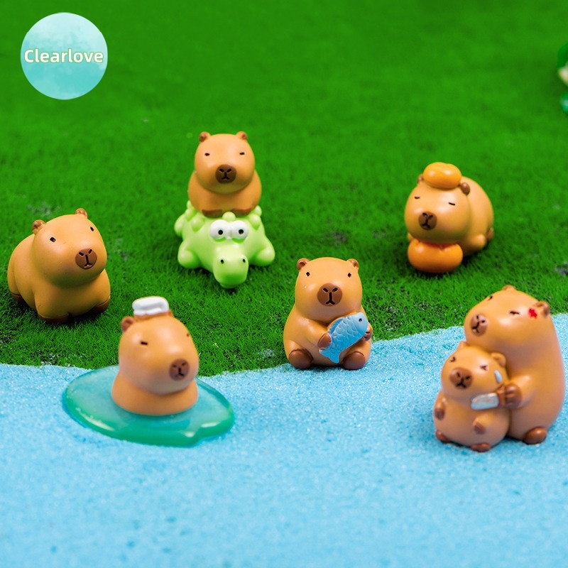 Clearlove Mini Capybara เครื่องประดับ Kapibala จระเข้ตุ๊กตา Micro ภูมิทัศน์ตกแต่งตุ๊กตา Miniature Pond Decor ของเล่น TH