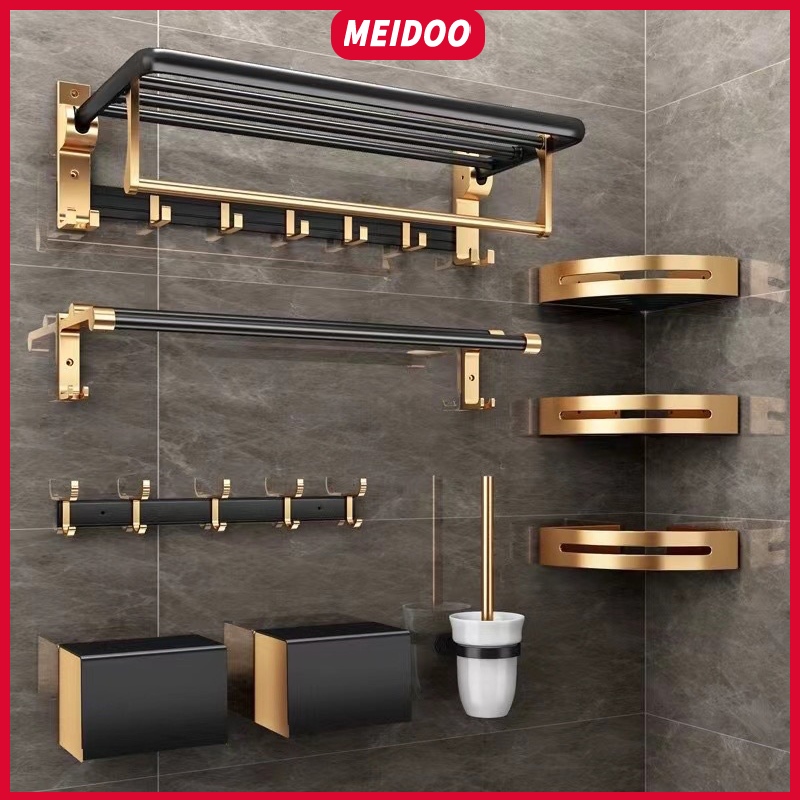 MEIDOO  ชั้นเก็บของในห้องน้ำ ชั้นวางผ้าขนหนูติดผนัง ชุดอุปกรณ์เก็บของในห้องน้ำ