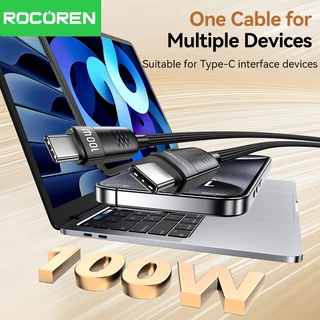 Rocoren 240W USB Type C ถึง USB C PD QC 3.0 5A Fast Charging USBC สายไฟสําหรับ iPhone 17 16 Pro Max Air โทรศัพท์ Android แล็ปท็อป