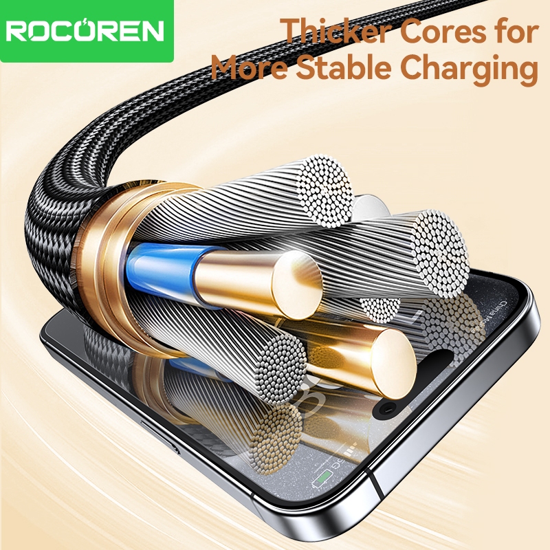 Rocoren 240W USB Type C ถึง USB C PD QC 3.0 5A Fast Charging USBC สายไฟสําหรับ iPhone 17 16 Pro Max Air โทรศัพท์ Android แล็ปท็อป - รูปที่ 5