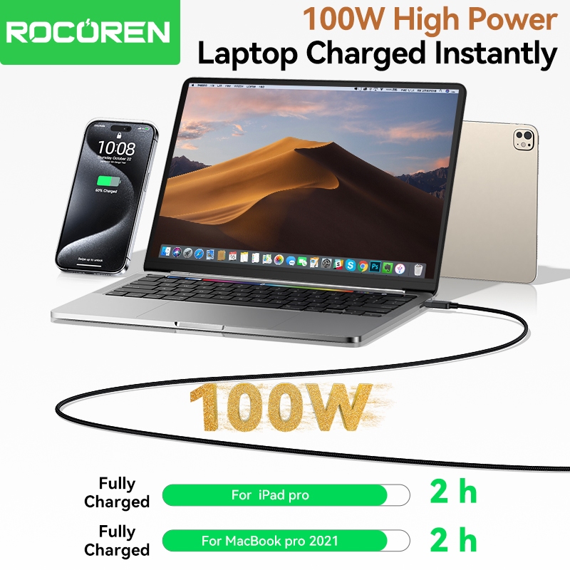 Rocoren 240W USB Type C ถึง USB C PD QC 3.0 5A Fast Charging USBC สายไฟสําหรับ iPhone 17 16 Pro Max Air โทรศัพท์ Android แล็ปท็อป - รูปที่ 3