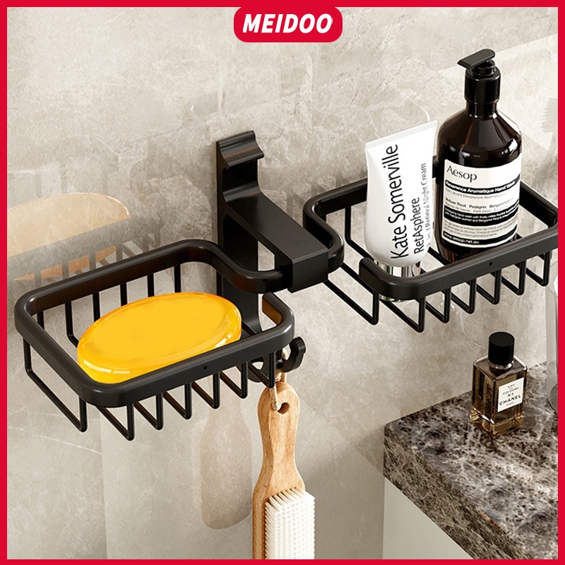 MEIDOO  กล่องสบู่ที่วางสบู่ติดผนังสติกเกอร์ไม่มีรอยต่อ ห้องอาบน้ำ กล่องเก็บสบู่ติดผนังเหนียว