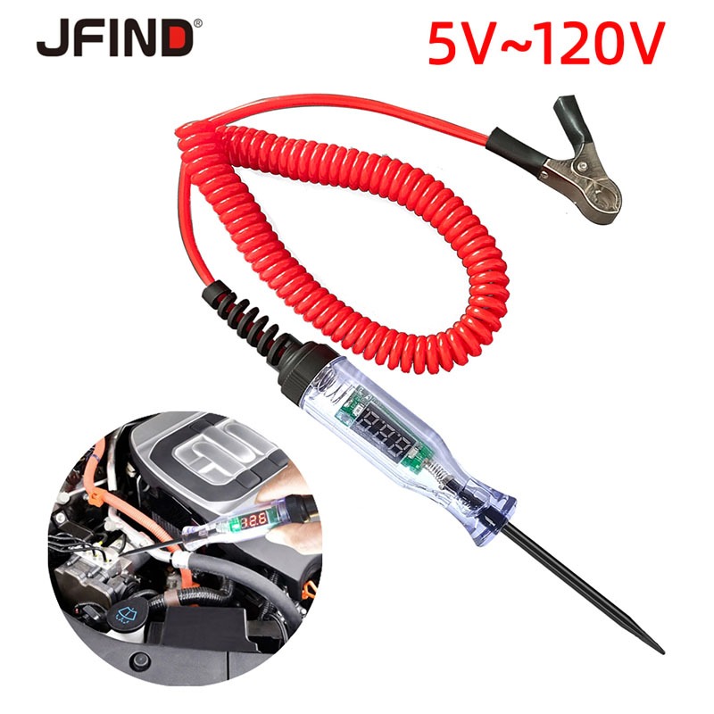5v - 120V รถเครื่องทดสอบวงจรรถบรรทุกเครื่องทดสอบแรงดันไฟฟ้าวงจร DC 6V 12V 24V เครื่องทดสอบวงจรอัตโนมัติ Auto Diagnostic Probe หลอดไฟปากกาทดสอบเครื่องมือวินิจฉัยรถยนต์ Auto Repair
