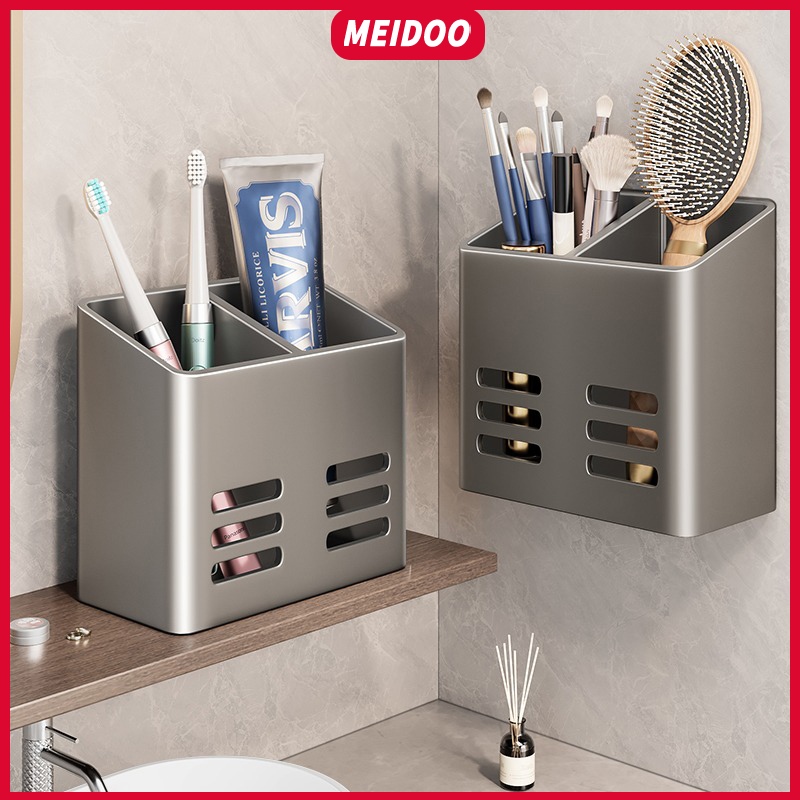 Meidoo เครื่องบีบยาสีฟัน อลูมิเนียม กันน้ํา ไม่เป็นสนิม ติดตั้งง่าย สีขาว สีเทา สําหรับห้องน้ํา