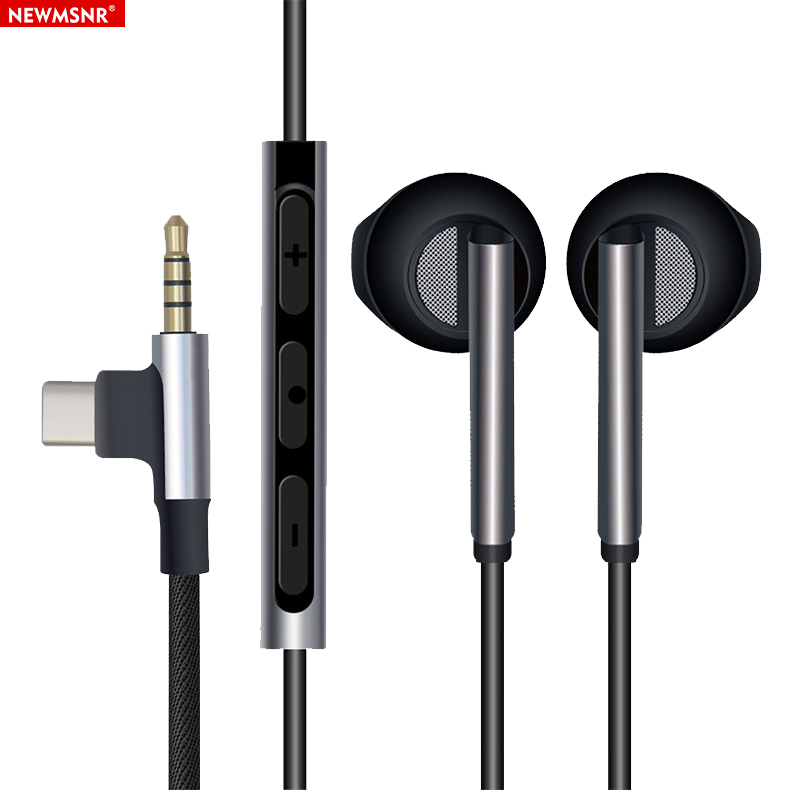 Newmsnr ใหม่ TYPE-C 3.5 มม.Android Universal Multi-function 2-in -1 DAC ชุดหูฟังโลหะควบคุมด้วยสายไฟดิจิตอล