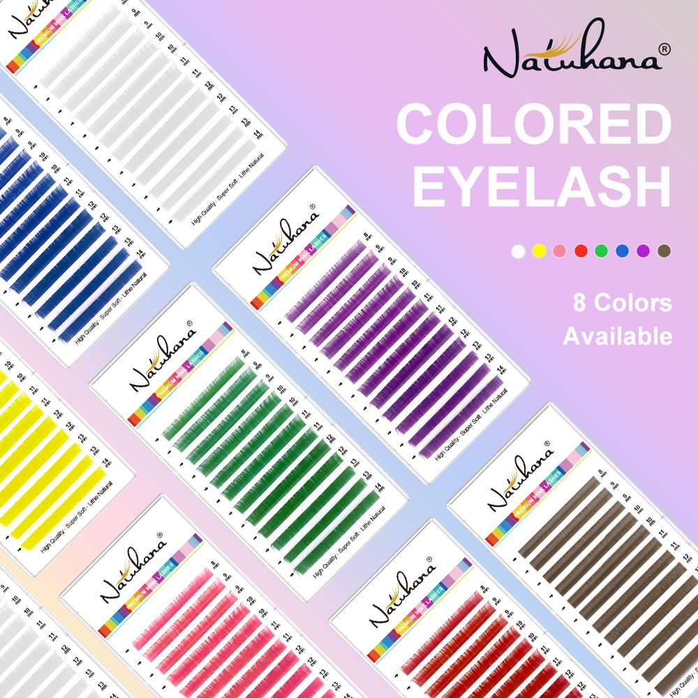 NATUHANA C ขนตาปลอม สีรุ้ง สำหรับต่อขนตา ขนตามิงค์ ชนิด แต่งหน้า  เบา ธรรมชาติ