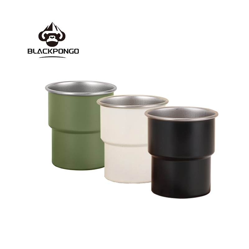Blackpongo 304 สแตนเลสกลางแจ้งชั้นเดียวถ้วยกลางแจ้งแบบพกพาตั้งแคมป์ถ้วยที่มีประโยชน์ชุดถ้วยกาแฟ