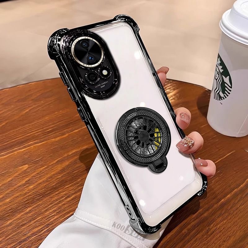 ปลอกสําหรับ OPPO Reno 10 11 Pro 11F วงเล็บไจโรสโคปหมุนรอบแหวนนิ้วแม่เหล็กขาตั้งเคสโทรศัพท์โปร่งใส