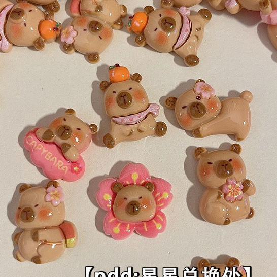 [100 ชิ้นพร้อมสต็อก] ซากุระ คาปิบาระ~ครีมกาว ทําเอง เครื่องประดับอุปกรณ์เสริมเคสโทรศัพท์ถ้วยน้ํากิ๊บรองเท้าดอกไม้กึ่งสําเร็จรูปตกแ