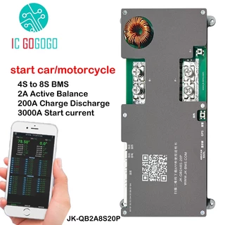 Jikong Start รถ 4S ถึง 8S 2A Active Balance BMS 3000A เครื่องยนต์รถจักรยานยนต์ 200A ชาร์จ Discharge แผ่นป้องกัน JK 12V 24V สมาร์ทบลูทูธ