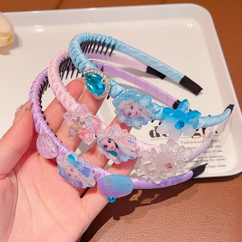 เด็ก Princess Elsa Non-Straining Anti-Slip แถบคาดศีรษะ Headwear เด็กน่ารักการ์ตูนฟัน Hairpin สาวน้อยอุปกรณ์เสริมผม