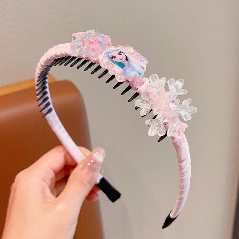 เด็ก Princess Elsa Non-Straining Anti-Slip แถบคาดศีรษะ Headwear เด็กน่ารักการ์ตูนฟัน Hairpin สาวน้อยอุปกรณ์เสริมผม