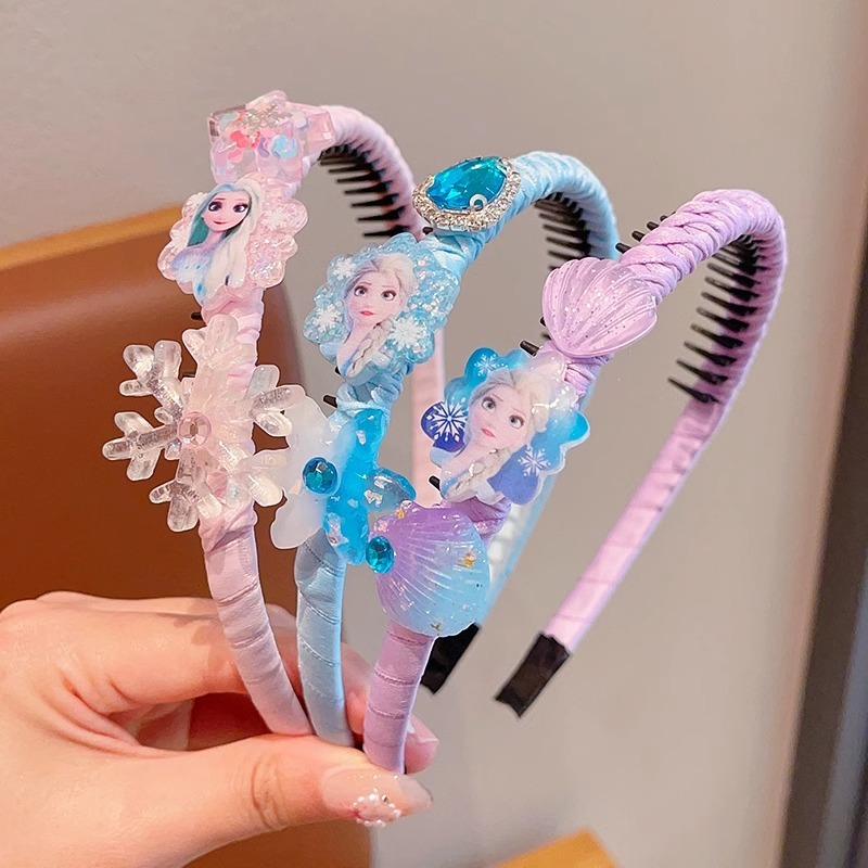 เด็ก Princess Elsa Non-Straining Anti-Slip แถบคาดศีรษะ Headwear เด็กน่ารักการ์ตูนฟัน Hairpin สาวน้อยอุปกรณ์เสริมผม
