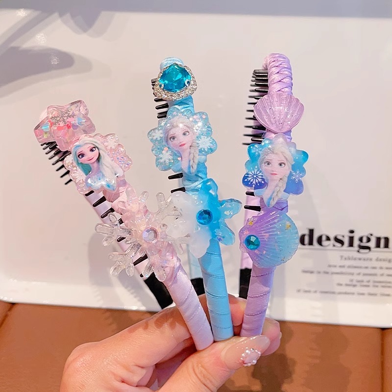 เด็ก Princess Elsa Non-Straining Anti-Slip แถบคาดศีรษะ Headwear เด็กน่ารักการ์ตูนฟัน Hairpin สาวน้อยอุปกรณ์เสริมผม