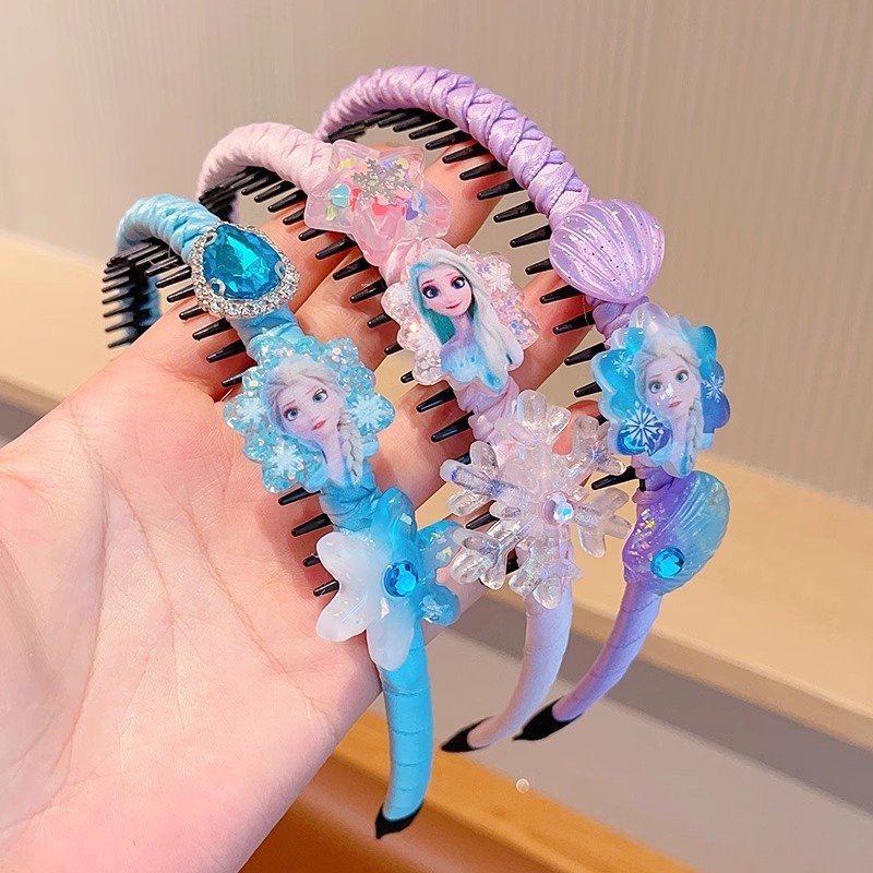 เด็ก Princess Elsa Non-Straining Anti-Slip แถบคาดศีรษะ Headwear เด็กน่ารักการ์ตูนฟัน Hairpin สาวน้อยอุปกรณ์เสริมผม
