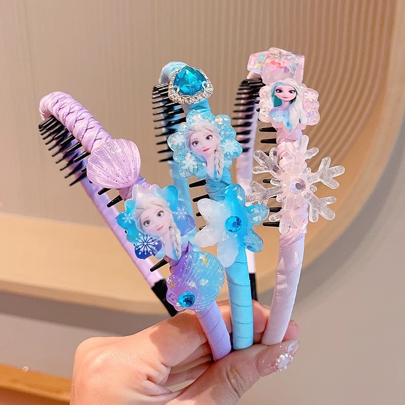 เด็ก Princess Elsa Non-Straining Anti-Slip แถบคาดศีรษะ Headwear เด็กน่ารักการ์ตูนฟัน Hairpin สาวน้อยอุปกรณ์เสริมผม