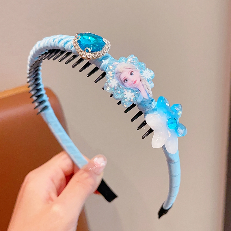เด็ก Princess Elsa Non-Straining Anti-Slip แถบคาดศีรษะ Headwear เด็กน่ารักการ์ตูนฟัน Hairpin สาวน้อยอุปกรณ์เสริมผม
