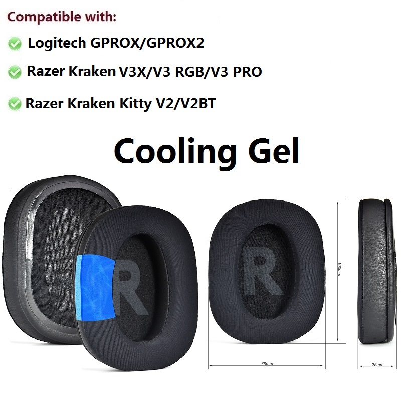 Cooling Gel แผ่นรองหูฟังสําหรับ Logitech G Pro X /GPROX2,Razer Kraken V3 X/V3 RBG/V3 PRO/Kraken Kitt