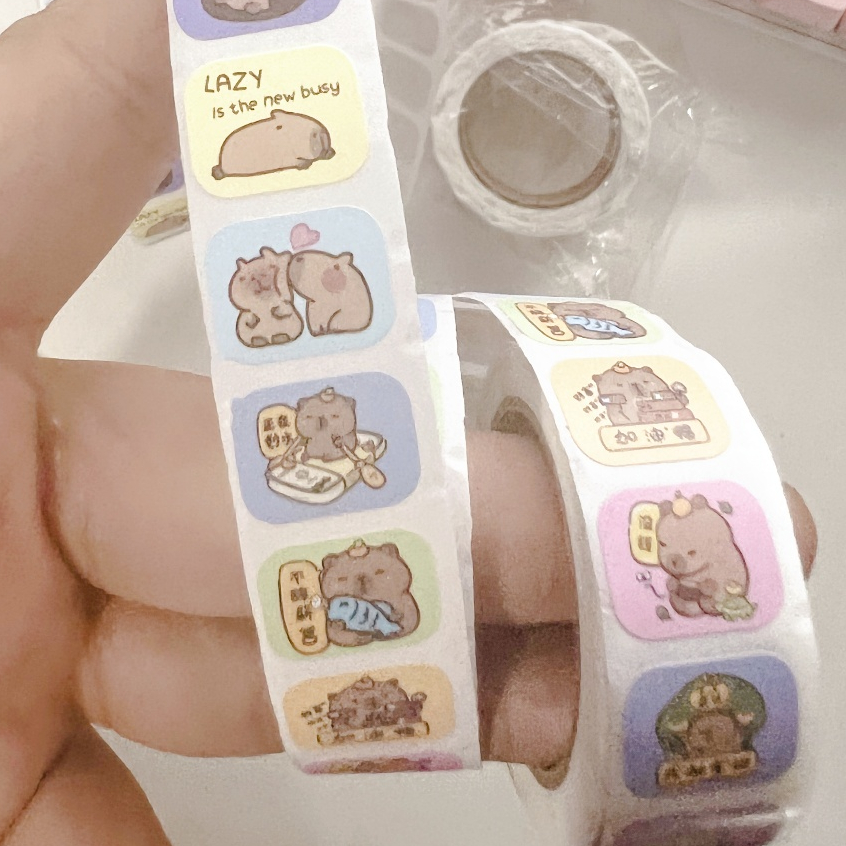 500สติกเกอร์น่ารักkapibaraม้วนสติกเกอร์เทปปิดผนึกสติกเกอร์เทปกระดาษการ์ดสติกเกอร์ipadโทรศัพท์มือถือขวดน้ํากระเป๋าเดินทางโน๊ตบุ๊คdiyคู่มือสติกเกอร์