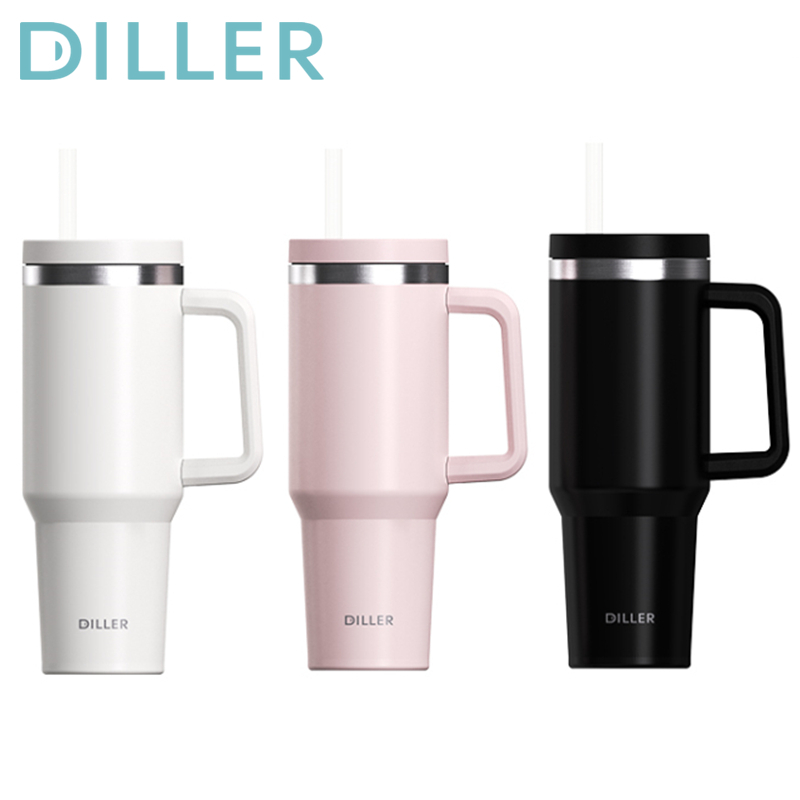 Diller Tumbler Thermos Mug Handle Straw สูญญากาศฉนวนถ้วยกาแฟขวดน้ํา 1200ml MLH9283