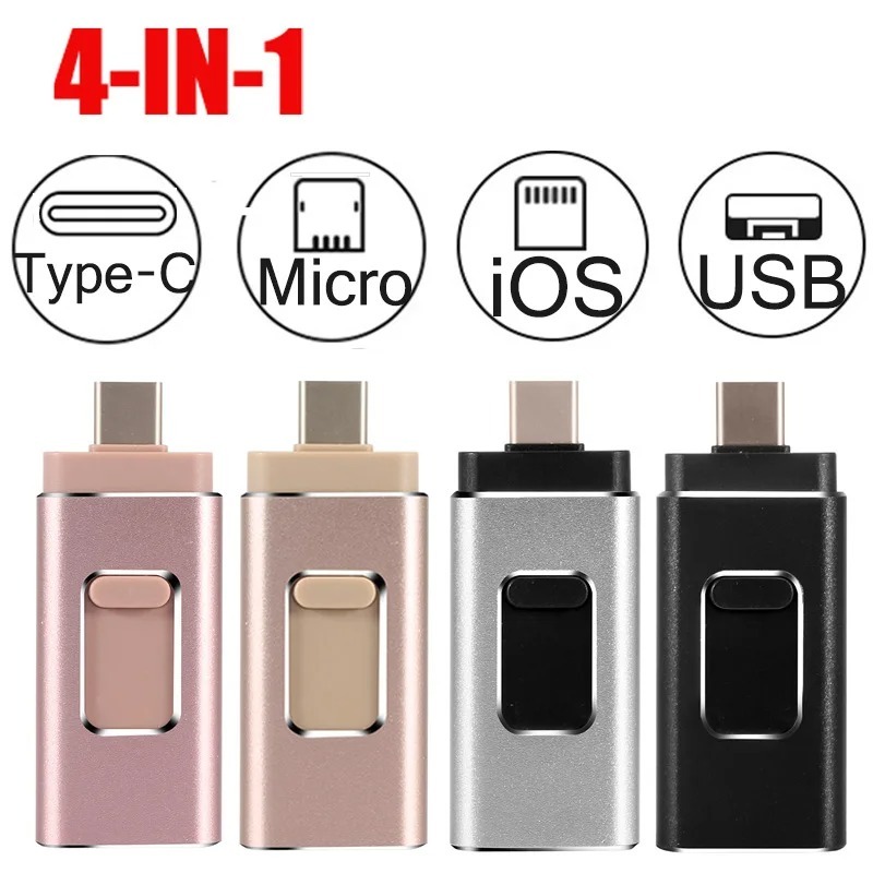 4 in 1 OTG USB แฟลชไดรฟ์ 16g 32gb 64gb 128gb 256gb หน่วยความจํา Stick Type-C ไดรฟ์ปากกาสําหรับ samsu