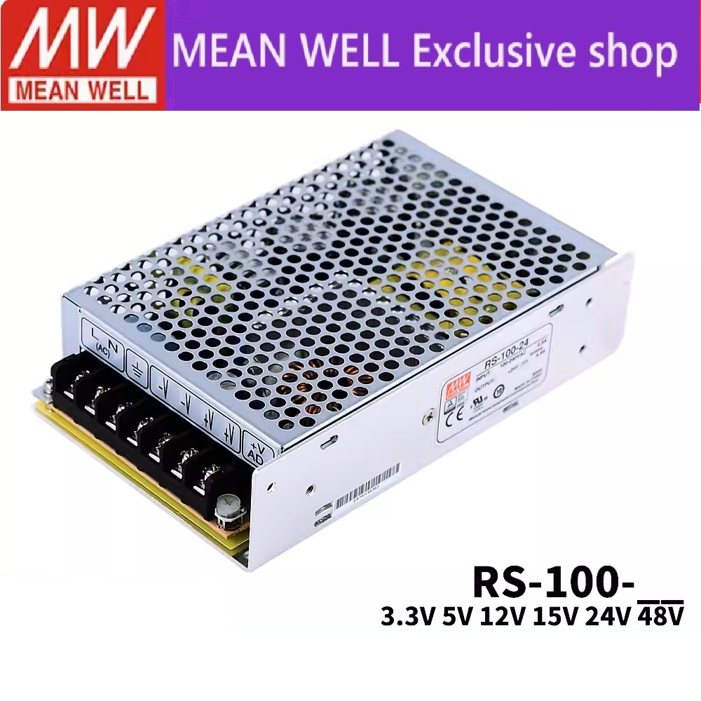 MEAN WELL RS-100 RS-100-5 RS-100-12 RS-100-24 RS-100-48 100W เอาต์พุตเดี่ยว Switching Power Supply