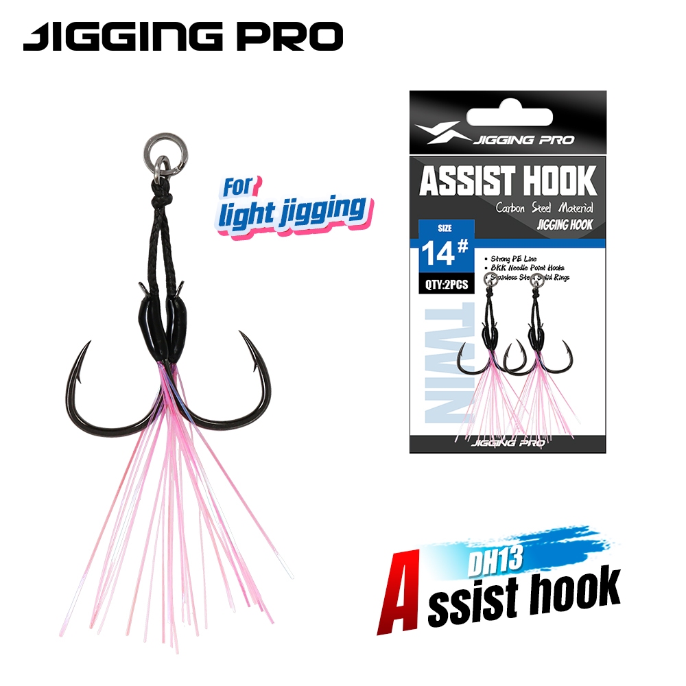 JIGGINGPRO Double Assist Hooks Light Jigging Hook Mirco Jig Slow Jig Fast Jig Fishing Assist Hooks