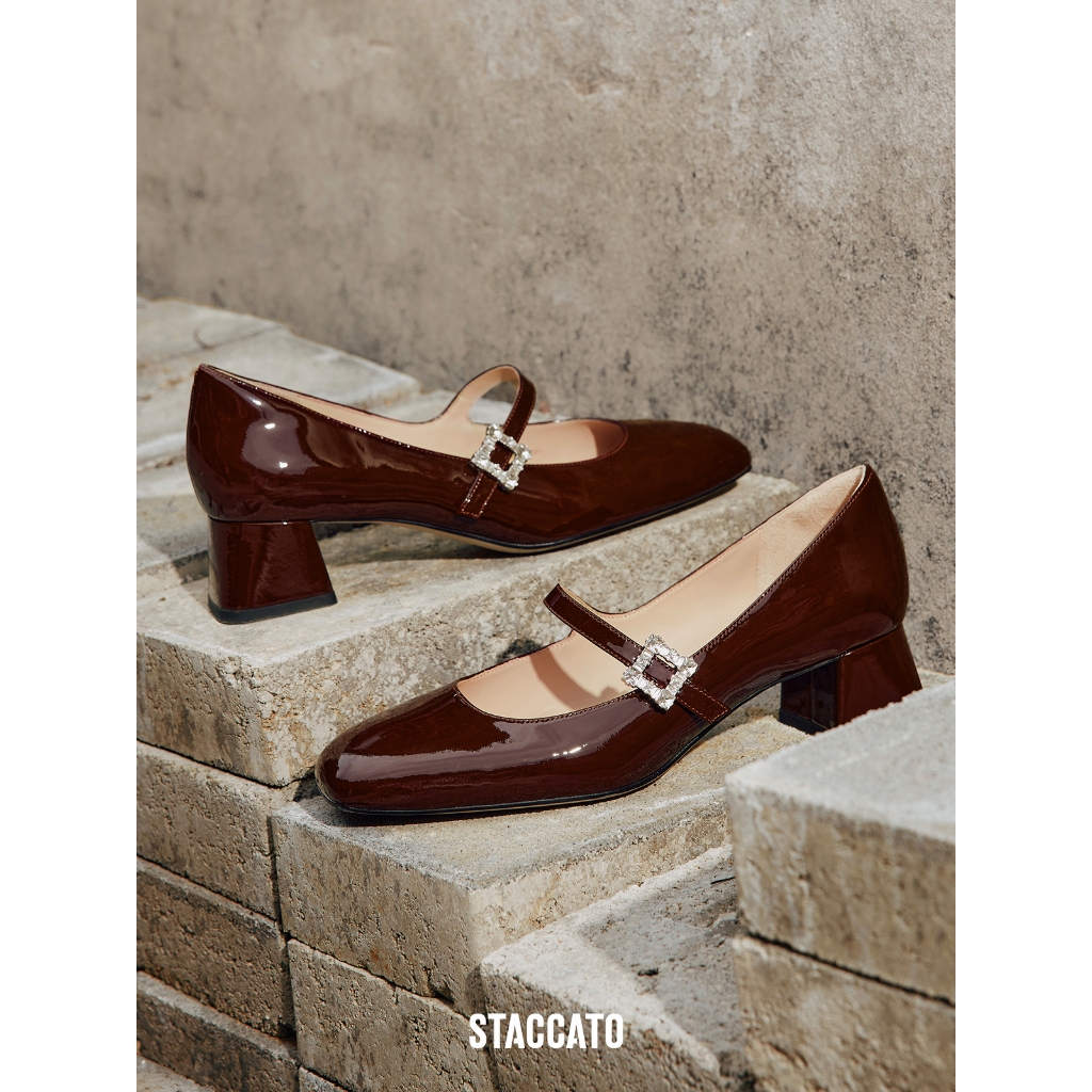 Staccato Mary Jane Pumps รองเท้าแมรี่เจน 2"รองเท้าส้นสูงหนา หัวกลม EVT04