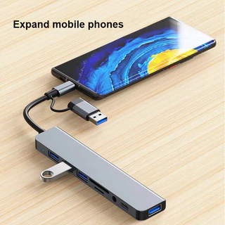 8 in 2 USB hubs Multiport Dock รองรับ TF/PD อ่าน USB 3.5 มม. Audio TYPE C Multi-Port รองรับคอมพิวเตอร์ช่อง TYPE-C ทุกรุ่น