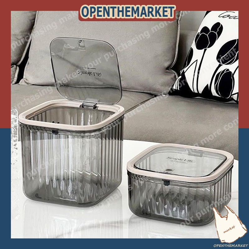 【สินค้าพร้อมส่ง】ถังขยะตั้งโต๊ะ ถังขยะ กล่องใส่ของ แบบตั้งโต๊ะ ขนาดเล็ก พร้อมฝาปิด ถังเก็บของ